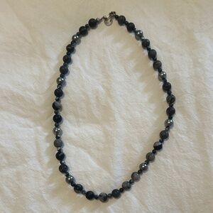 Hand Crafted Gray, Brownish and Pearly Silver Necklace